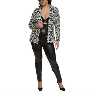 Wearever Geo Print Black‎ White Lightweight Blazer Size 1X New With Tags